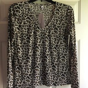 Hanyagediao Top longsleeve Animal Print V-Neck NWT